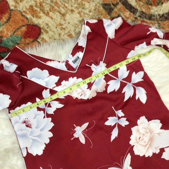 Vintage Hawaiian Malama Island Aloha Dress Maxi Floral Tropical Red 12 - Picture 7 of 10